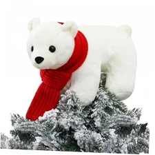 9.8" Christmas Polar Bear Tree Topper Winter Polar Bear with Red Scarf 