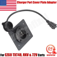 For EZGO TXT48 RXV & 72V Carts +120V Plug G2 Charger Port Cover Plate Adapter US
