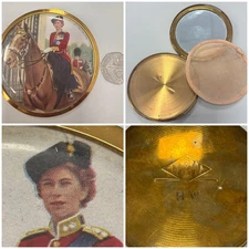 Vintage Queen Elizabeth II Powder Compact, 1953 Coronation Souvenir by H & W