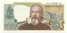 2000 LIRE BANCA D ITALIA GALILEO GALILEI 08/10/1973 FDS