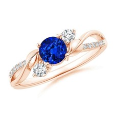 Blue Sapphire Gemstone Wedding Prong Three-stone Ring 925 Sterling Silver