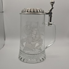 Avon Fine Collectibles Clear Glass Lidded Stein Pewter Lid Germany Breweriana