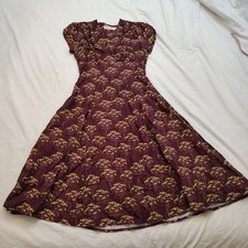 Palava Purple Floral Women's Dress 100 Tincel Size 8 Made In The UK