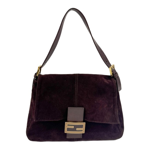 FENDI Mamma Baguette Brown Suede Shoulder Bag
