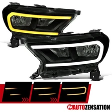Fit 2019-2023 Ford Ranger XL XLT Smoke Black Headlights LED Sequential Signal