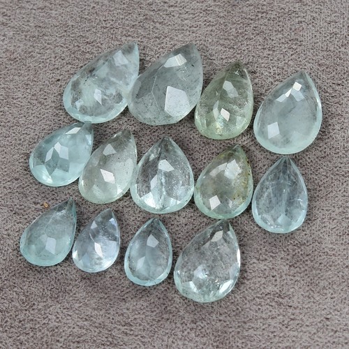 13 Pcs Natural Blue Green Aquamarine Pear cut Loose 9mm-15mm Unheated Gemstones - Picture 6 of 6