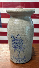 HELEN BERG "SANTA" SALMON FALLS POTTERY STONEWARE CROCK WITH LID ~HTF~