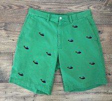 Polo Ralph Lauren Mens Green Whale Embroidered Chino Shorts Size 32 Nautical