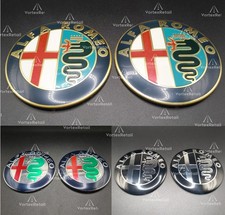 ALFA ROMEO EMBLEM BADGES x2 74mm GT 147 159 BRERA MITO GIULIETTA GIULIA BONNET