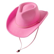Kids Girls Boys Wide Brim Western Cowboy Cowgirl Hat with Wind Lanyard Felt F...