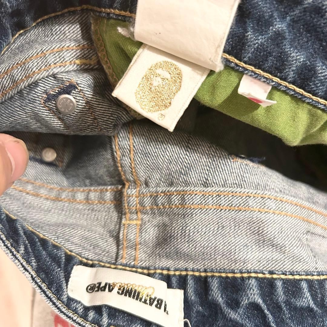 A BATHING APE Low Rise Straight Denim Pants Jeans Blue S W76cm BA0226224 thumbnail 13