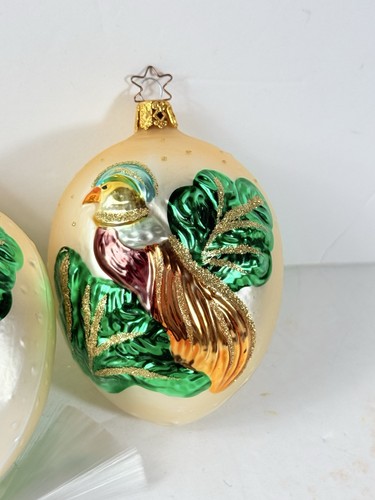 INGE GLAS Germany Hand Blown Christmas Ornament PARTRIDGE IN PEAR TREE vtg 1998 - Picture 4 of 9