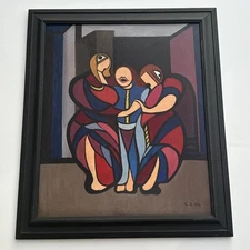 Mid Century Painting Modernist Modernism Cubist Cubism Mystery Signed 1950’s