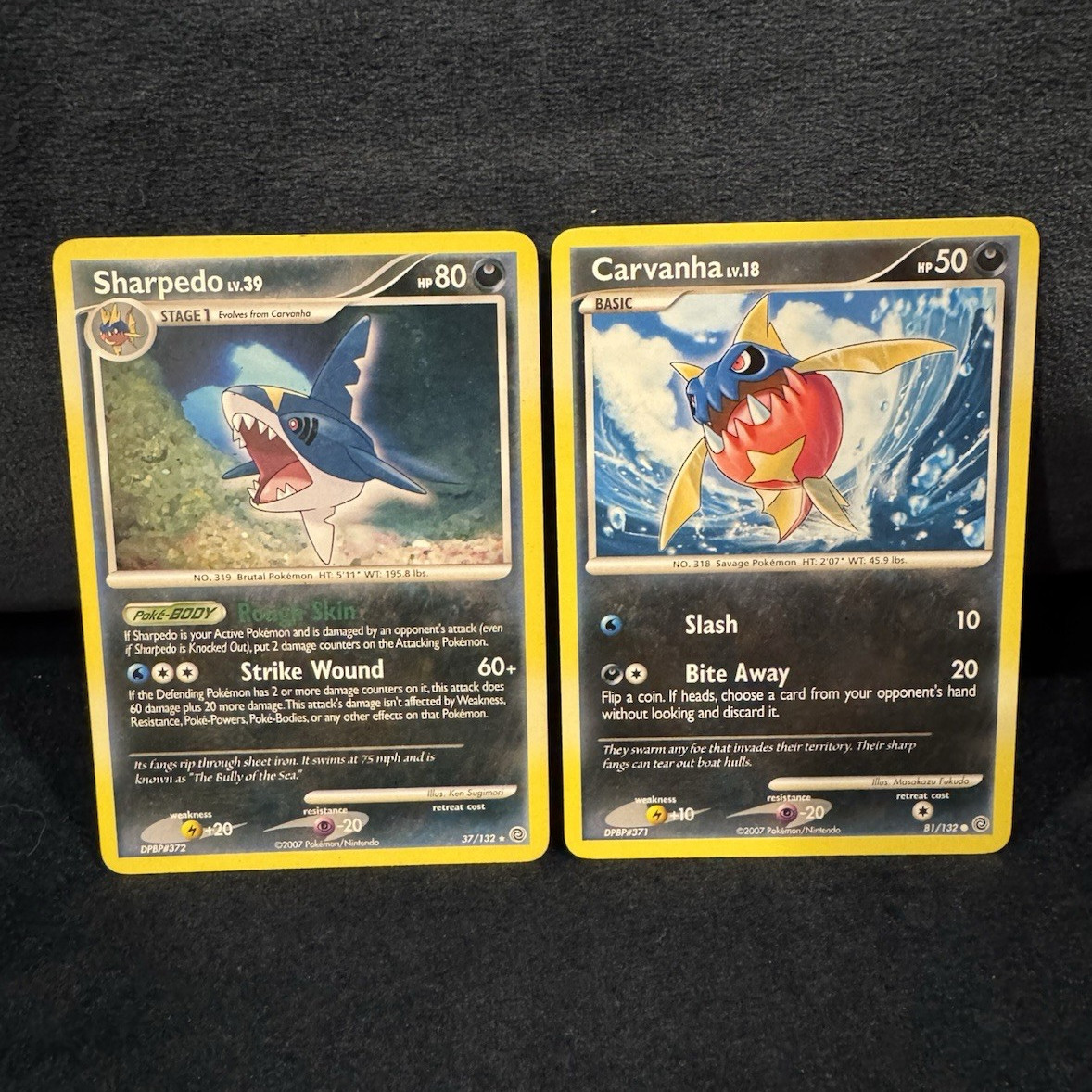 Pokemon TCG DP Secret Wonders Sharpedo 37/132 Carvanha 41/132 Lot