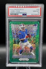 2024 Prizm Deca James Cook Green Shimmer FOTL /12 PSA 10