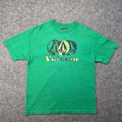 Volcom Stone Logo Green T Shirt L Skate Surf Graphic Tee 1498