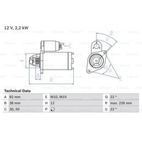 Bosch Anlasser Starter 2.2Kw FüR Chrysler Pt Cruiser Grand Cherokee Ii