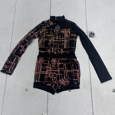 Weissman Showtime Dance Costume Girls IC 7/8 Black Dont Stop Me Now Sequin