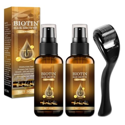 Biotin Haarwachstum Serum 30ml mit Derma-Roller Haarwuchsspray für Männer Frauen