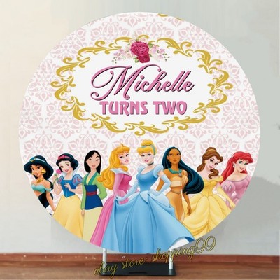 Round Princess 2nd Birthday Party Backdrop Personalised Background Studio Photo
