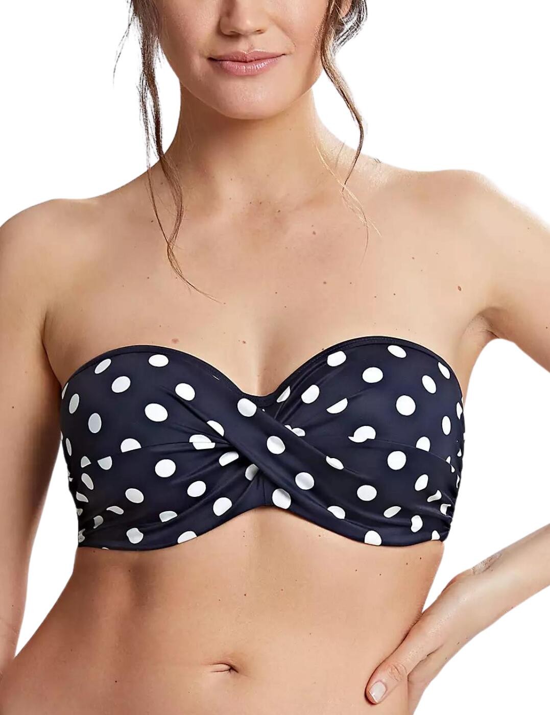 34D Panache Anya Riva Spot Bikini Top SW1453 Twist Bandeau Strapless Swimwear