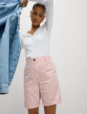 Marks & Spencer Womens Cotton All Purpose Shorts in Pink - M&S