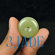 1" Natural Olive Green Celadon Nephrite Jade Donut /Bead /Disc Pendant /Necklace