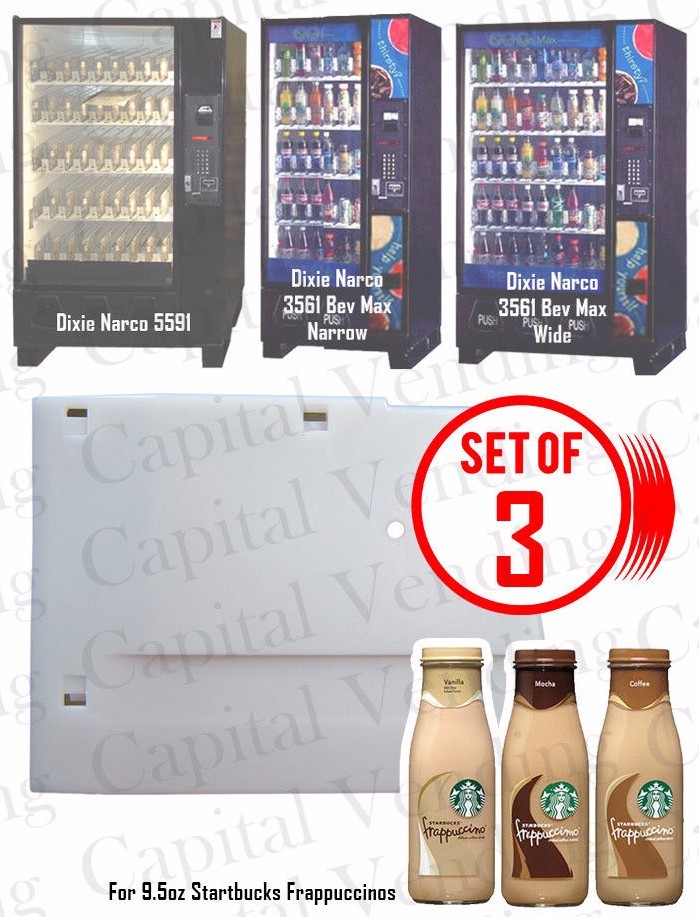 3 espaciadores de productos Dixie Narco 5591 y 2145 para frapuccinos Starbucks 9,5 oz