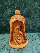 Vintage carved olive wood Creche holy family Nativity manger Christmas 