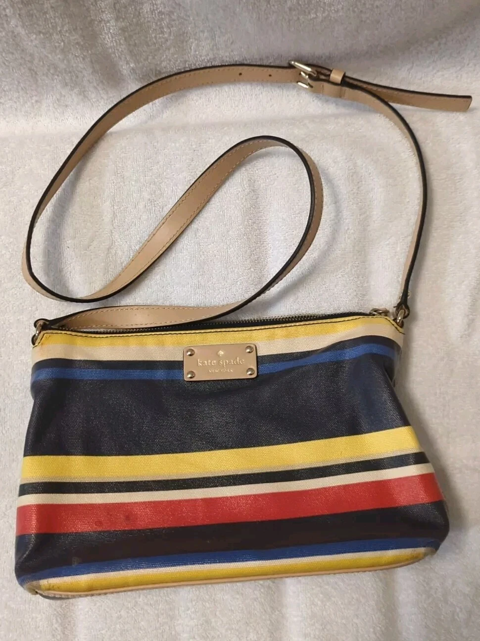 Borsa a tracolla Kate Spade Hailey Westchester Forever a righe rivestita in tela