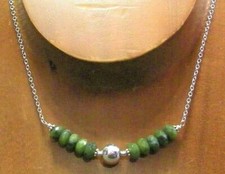 Sterling Silver Faceted Natural NEPHRITE JADE Gemstone Necklace...Handmade USA