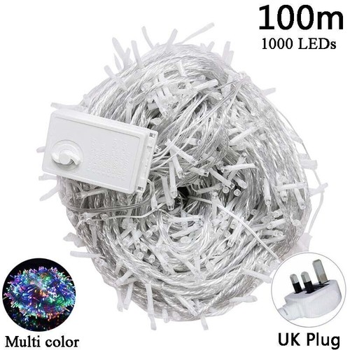 String Fairy Lights 100m 1000 LED RGB Mains Plug For Christmas Tree Xmas Outside - Picture 2 of 11