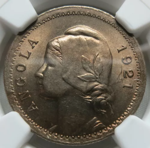 ANGOLA Portuguese Portugal colonial 20 centavos 1921 NGC MS 64 UNC Africa Nickel