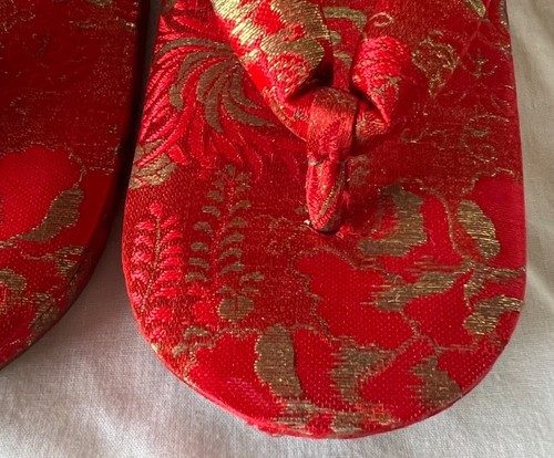 Japanese Vintage Geisha Slippers Zori Shoe Kimono Sandals Tabis Socks 10" Ladies - Picture 9 of 18
