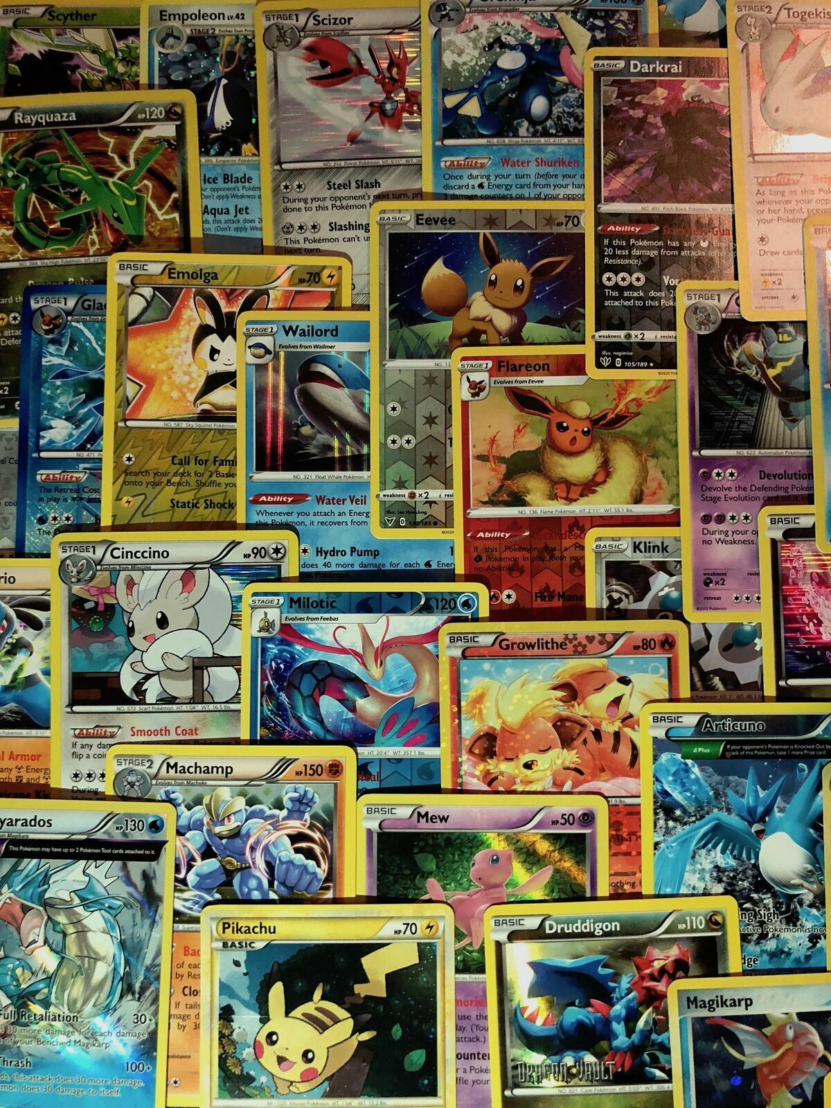 Pokemon TCG 100 Official Pokemon Cards Bulk Collection Lot 10 HOLOS + 90  C/U/R | eBay