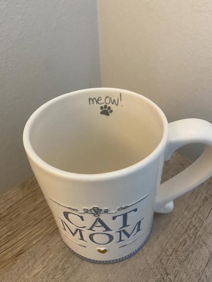 Taza de café Grasslands Road CAT MOM taza de cerámica corazón pata maullido crema Foto 2 de 4