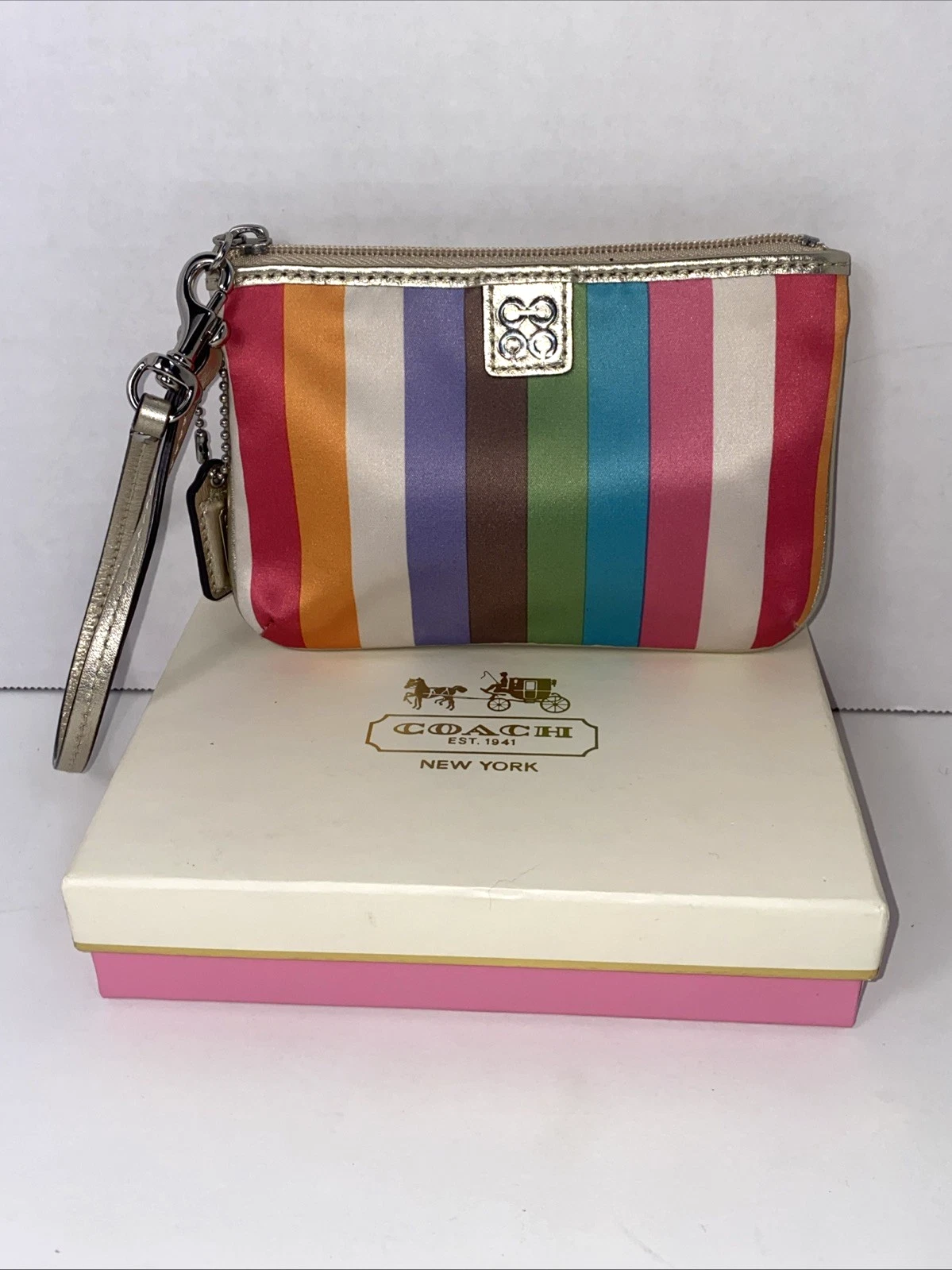 Coach Julia Multicolor Legacy braccialetto a righe raso e buona pelle 47510B L1