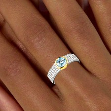 Edelstein Damenring hellblau Ring 925 echt Si...