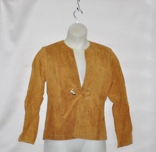 Linea By Louis Dell'ollio Fully Lined Tie Front Suede Jacket Size S Camel