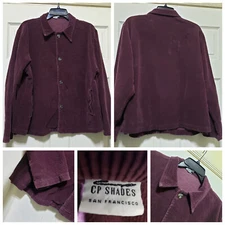 CP Shades Jacket Men Small Burgundy Corduroy Shirt Shaquet Skater Western Rodeo