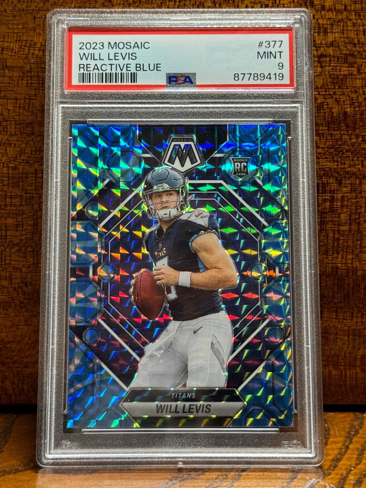 2023 Mosaic Will Levis Reactive Blue Prizm Rookie Card RC #377 PSA 9 Titans