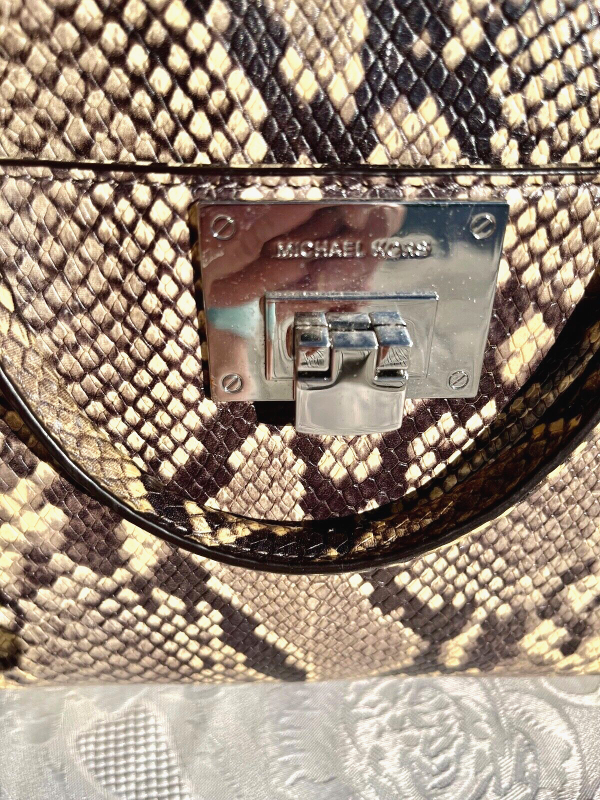 MICHAEL KORS LEATHER HANDBAG, PYTHON PRINT,  AV-1… - image 3