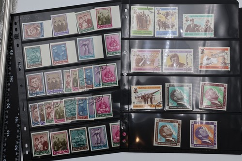 JFK WW stamp collection page lot novelty foil memorial OVPT 350 stamps 50 s/s - Picture 16 of 22