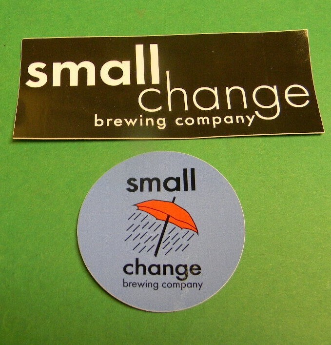 2 NEW SMALL CHANGE BREWING CO. SOMERVILLE MASSACHUSETTS CRAFT BEER STICKERS