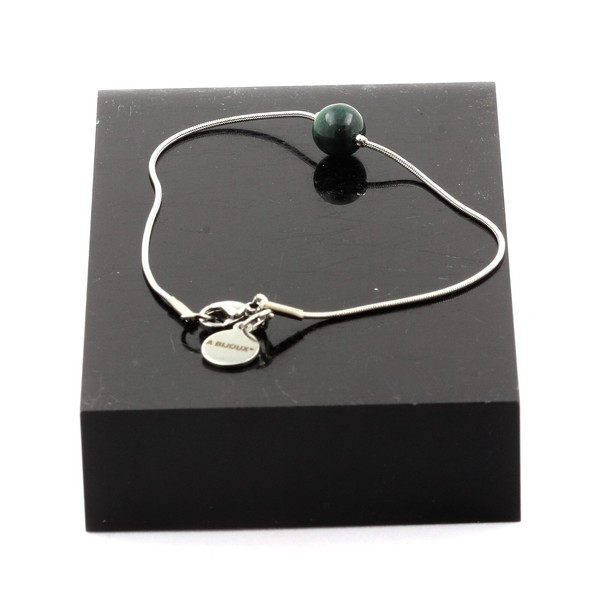 Armband Aus Stahl 1 Perle Malachit QualitäT 7A 8 Mm. Hergestellt In Frankreich-image