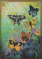 Modern Wide Linen Butterflies P3 Pretty Butterflies In Flight Swap Playing Card