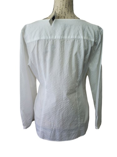 Gap White Pintuck Tunic Blouse Women's L Lightweight Cotton $49.50 NEW - Picture 2 of 8
