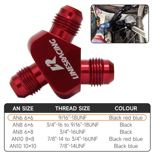 AN6 AN-6 Inlet Outlet Y Block Car Performance Aluminum Fitting Adapter Dash #6 - Picture 2 of 9