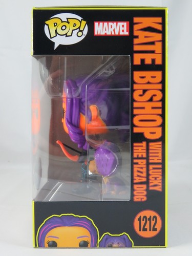 Marvel Funko Pop - Kate Bishop with Lucky the Pizza Dog (Black Light) - No. 1212 - Picture 2 of 14