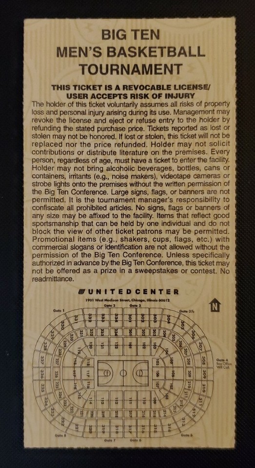 Big Ten Basketball Tournament Ticket Stub 3/9 2001 Michigan State Ohio